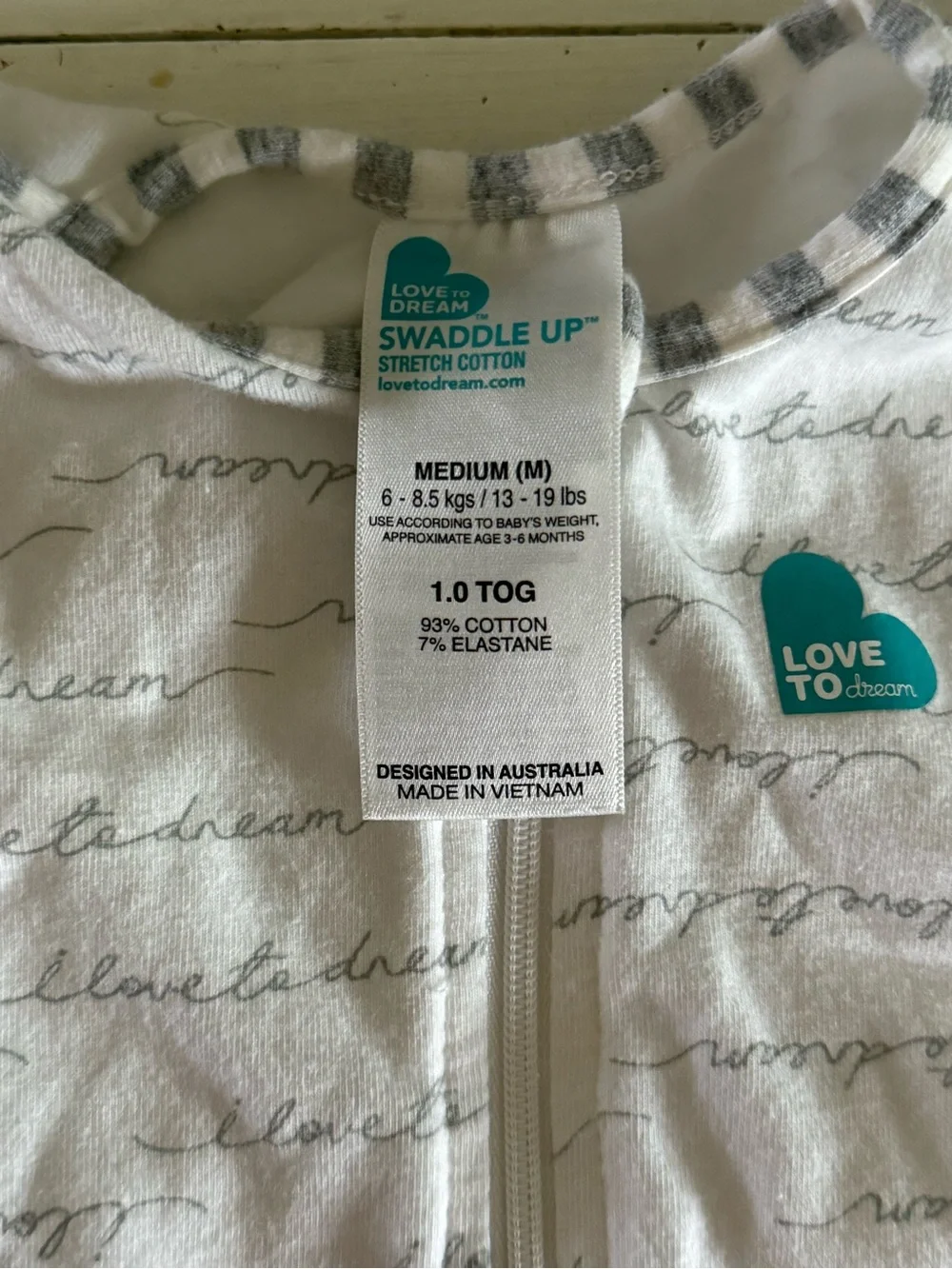 Love to Dream Swaddle Sacks in White Script & Heather Gray - Picture 2 of 3